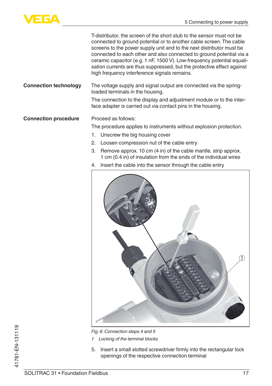 VEGA SOLITRAC 31 Foundation Fieldbus User Manual | Page 17 / 80