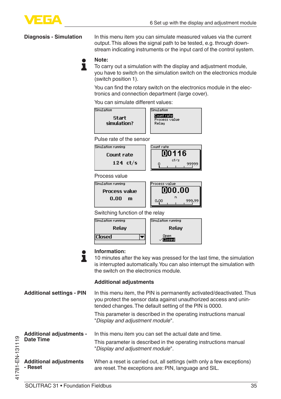 VEGA SOLITRAC 31 Foundation Fieldbus User Manual | Page 35 / 80