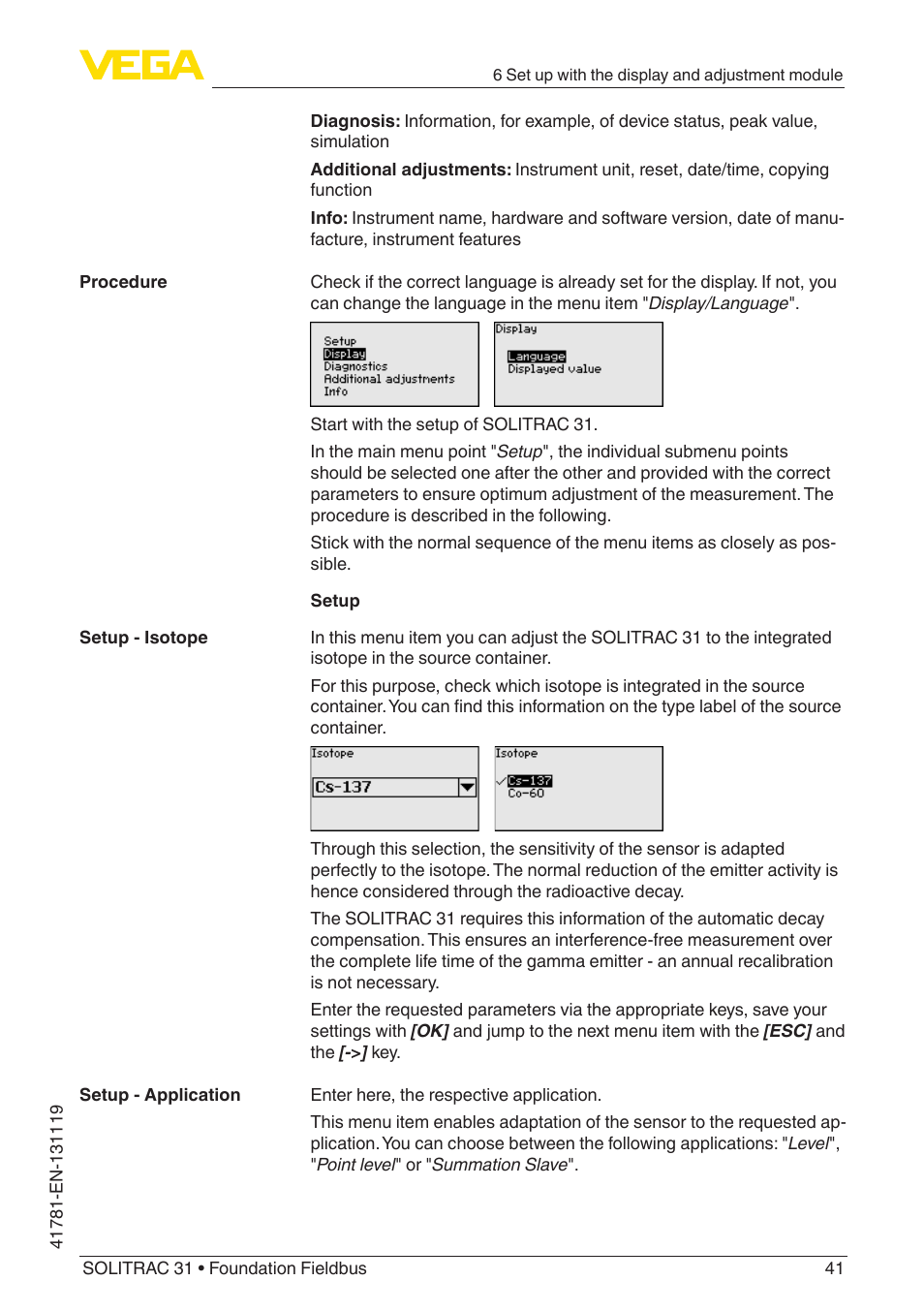 VEGA SOLITRAC 31 Foundation Fieldbus User Manual | Page 41 / 80