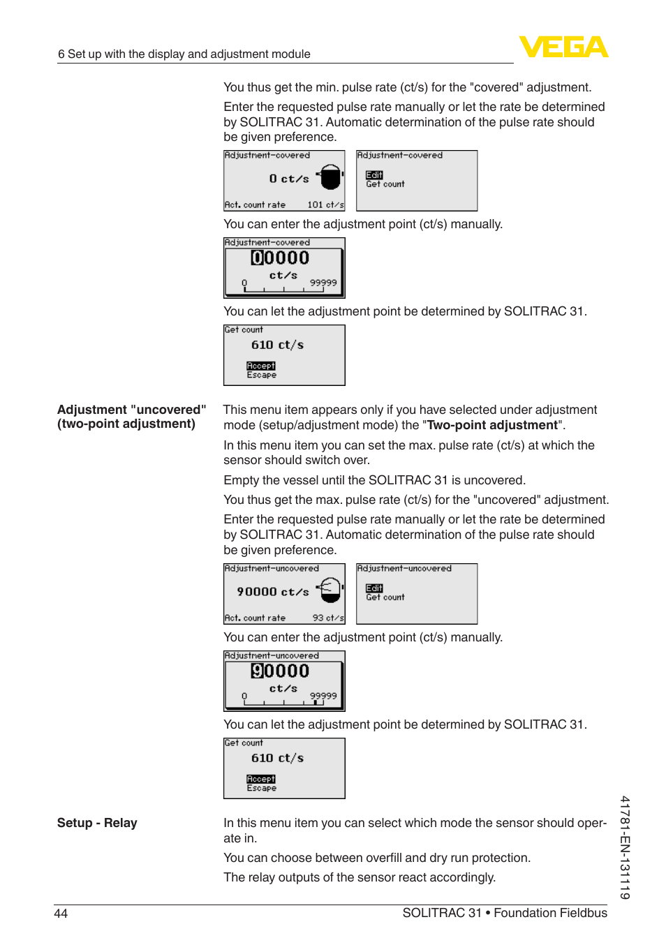VEGA SOLITRAC 31 Foundation Fieldbus User Manual | Page 44 / 80