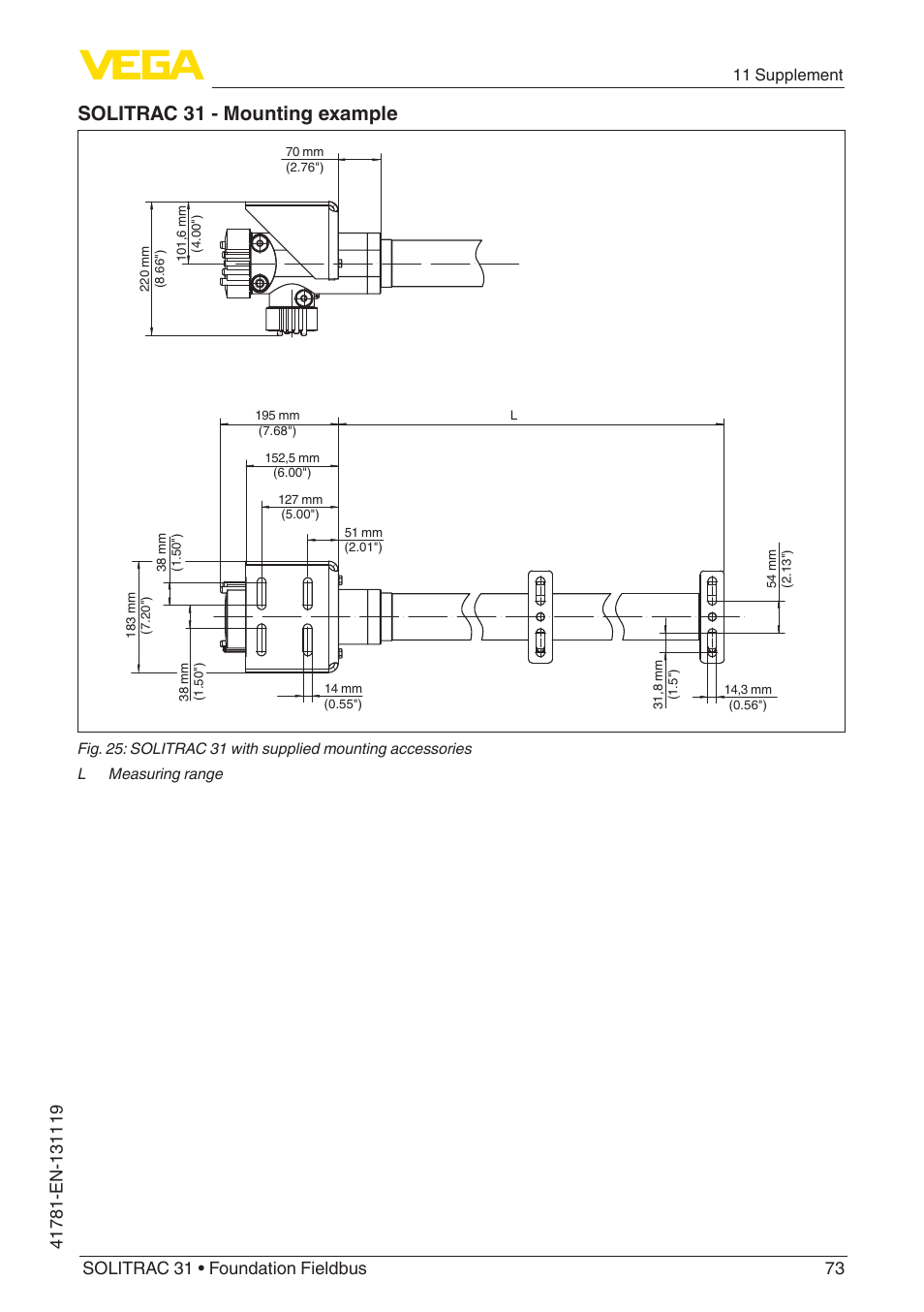 Solitrac 31 - mounting example | VEGA SOLITRAC 31 Foundation Fieldbus User Manual | Page 73 / 80