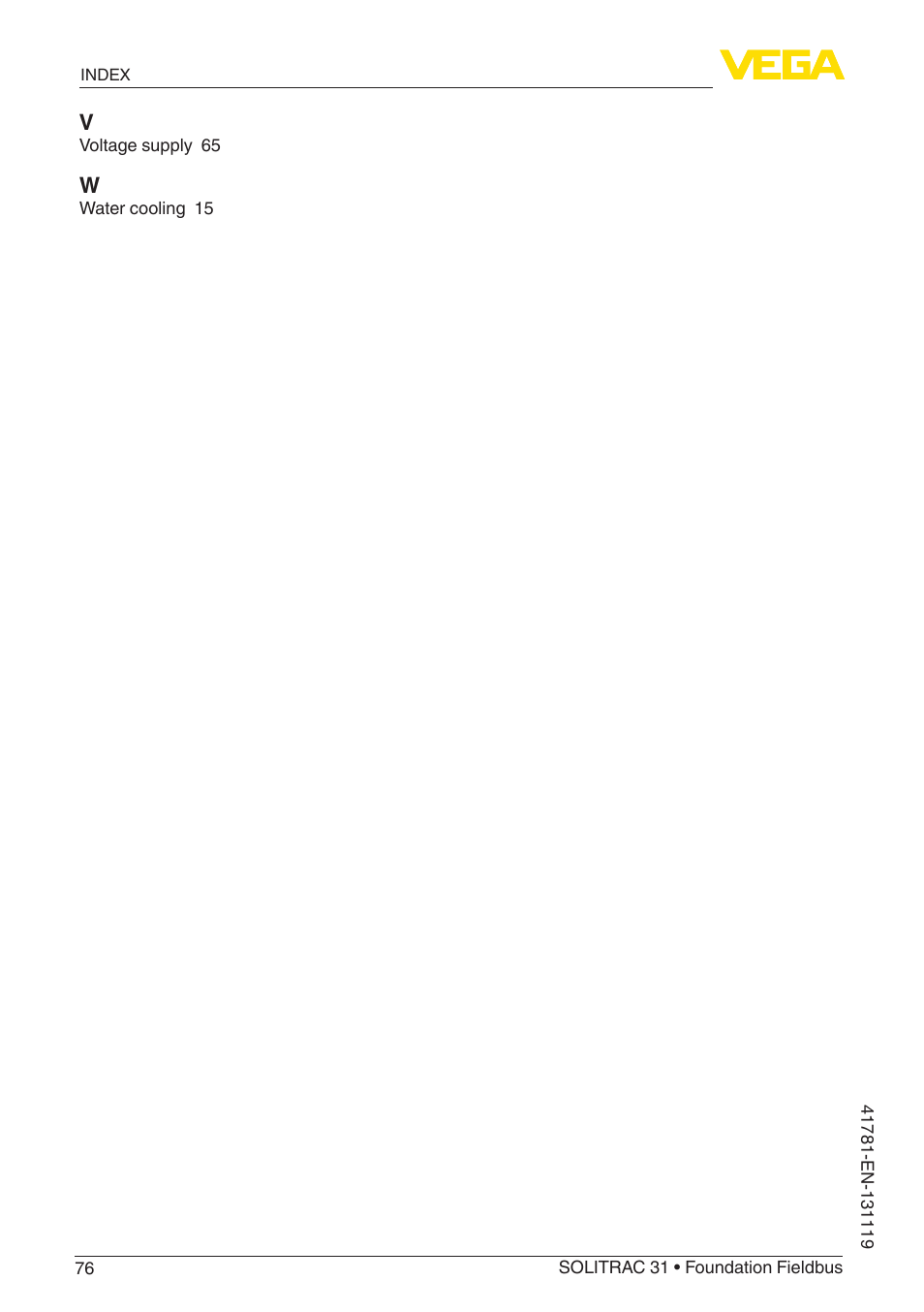 VEGA SOLITRAC 31 Foundation Fieldbus User Manual | Page 76 / 80