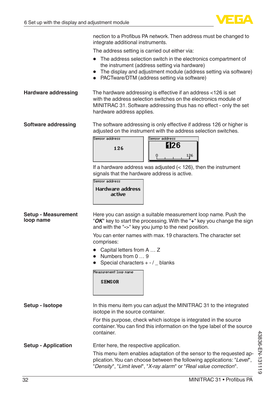 VEGA MINITRAC 31 Profibus PA User Manual | Page 32 / 96