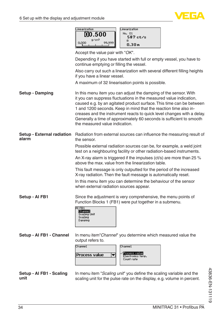 VEGA MINITRAC 31 Profibus PA User Manual | Page 34 / 96