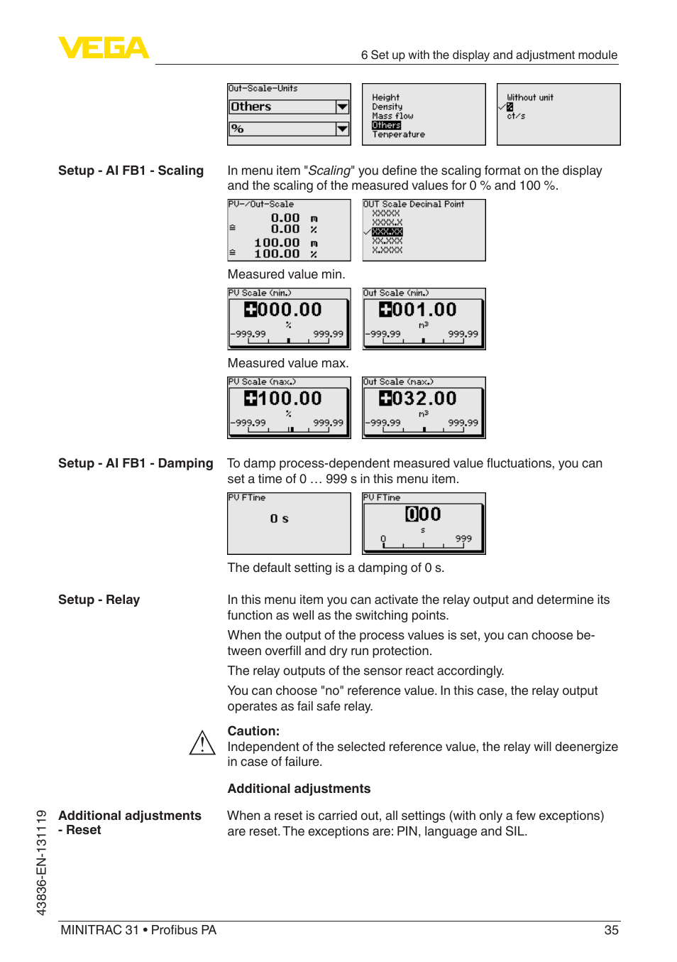 VEGA MINITRAC 31 Profibus PA User Manual | Page 35 / 96