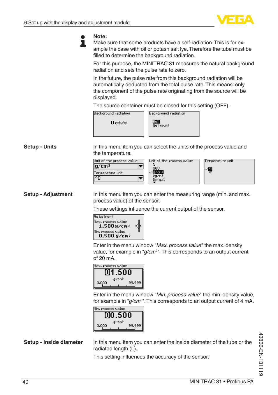 VEGA MINITRAC 31 Profibus PA User Manual | Page 40 / 96