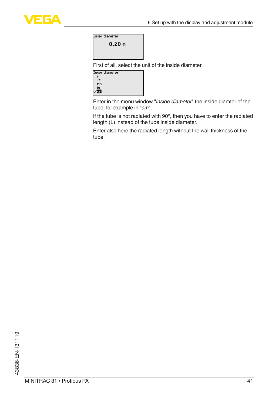 VEGA MINITRAC 31 Profibus PA User Manual | Page 41 / 96