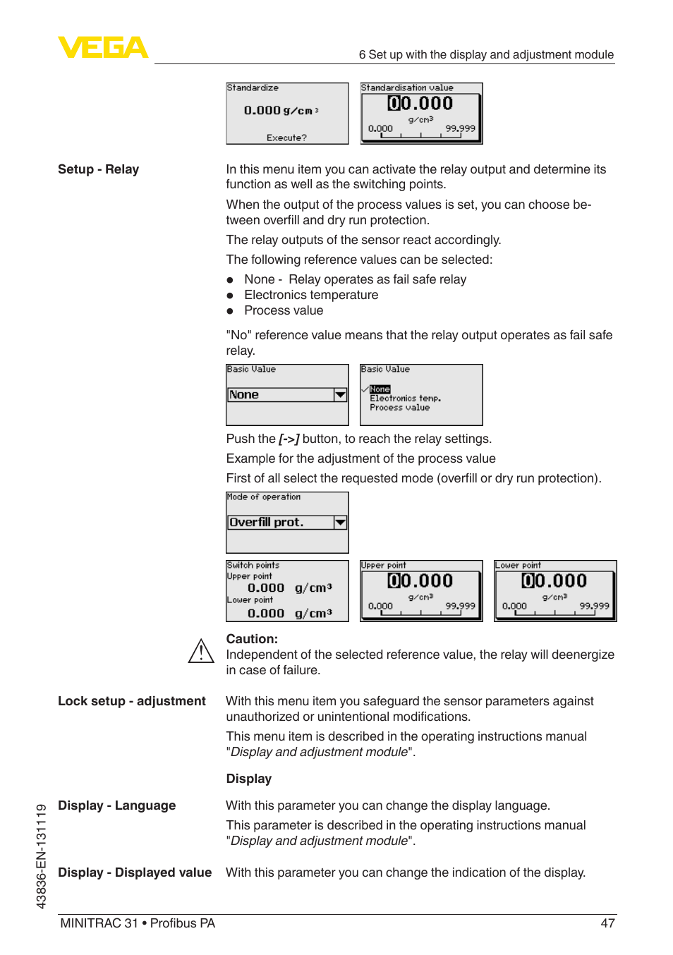 VEGA MINITRAC 31 Profibus PA User Manual | Page 47 / 96