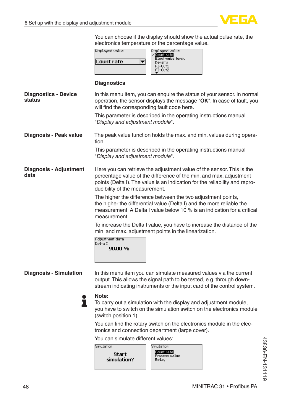 VEGA MINITRAC 31 Profibus PA User Manual | Page 48 / 96