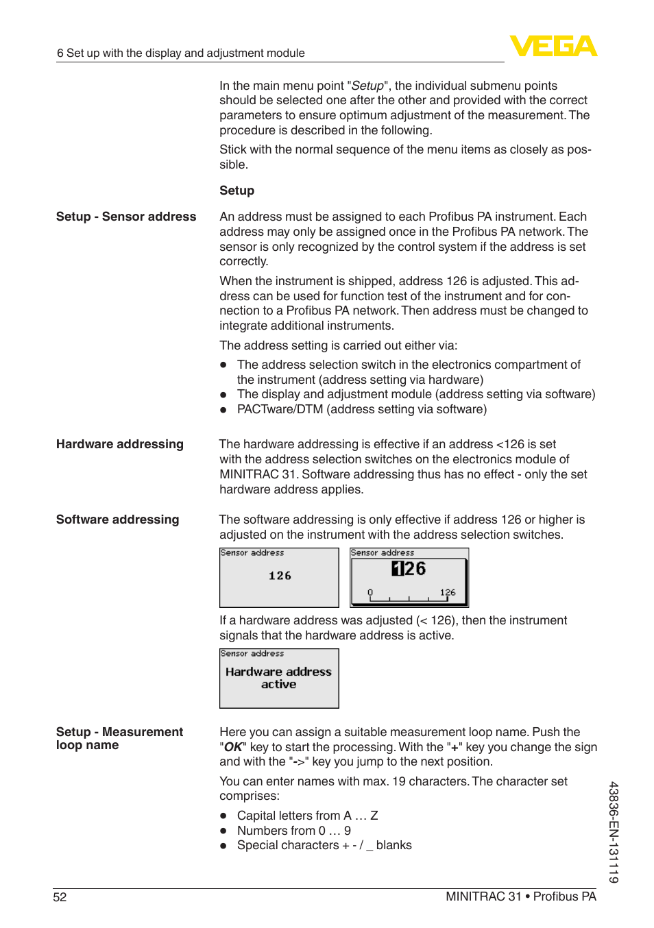 VEGA MINITRAC 31 Profibus PA User Manual | Page 52 / 96