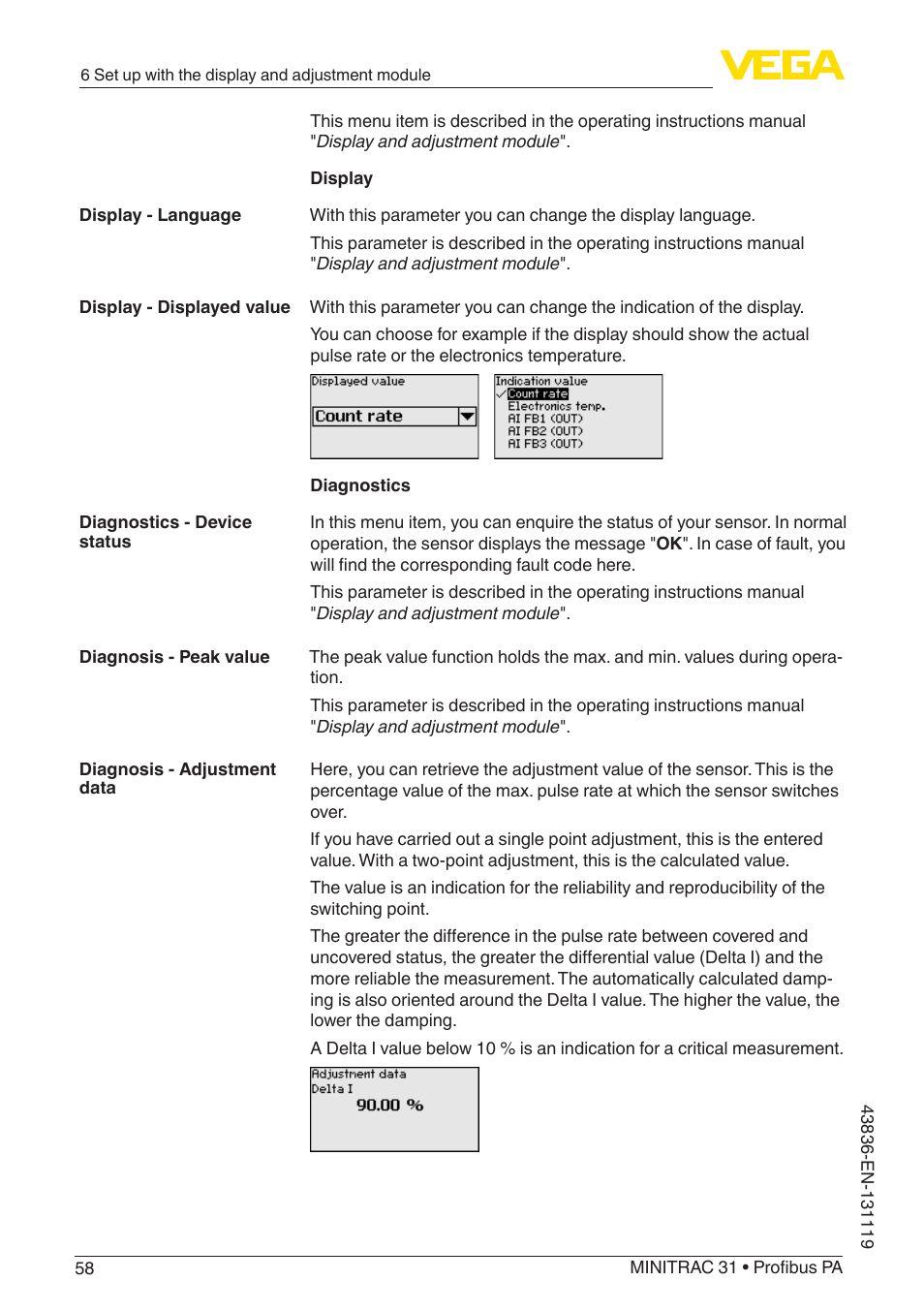 VEGA MINITRAC 31 Profibus PA User Manual | Page 58 / 96