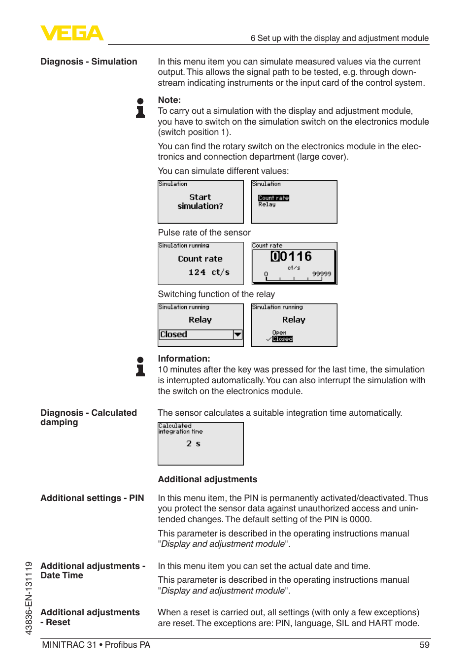 VEGA MINITRAC 31 Profibus PA User Manual | Page 59 / 96