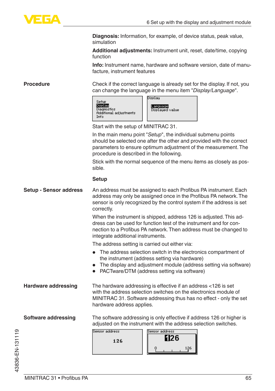 VEGA MINITRAC 31 Profibus PA User Manual | Page 65 / 96