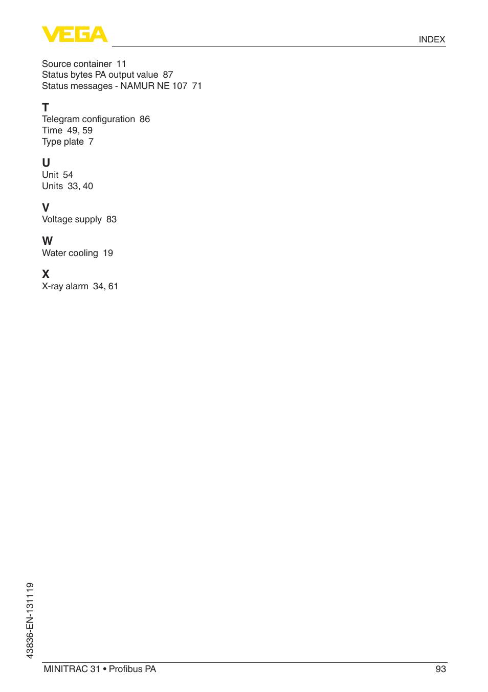 VEGA MINITRAC 31 Profibus PA User Manual | Page 93 / 96