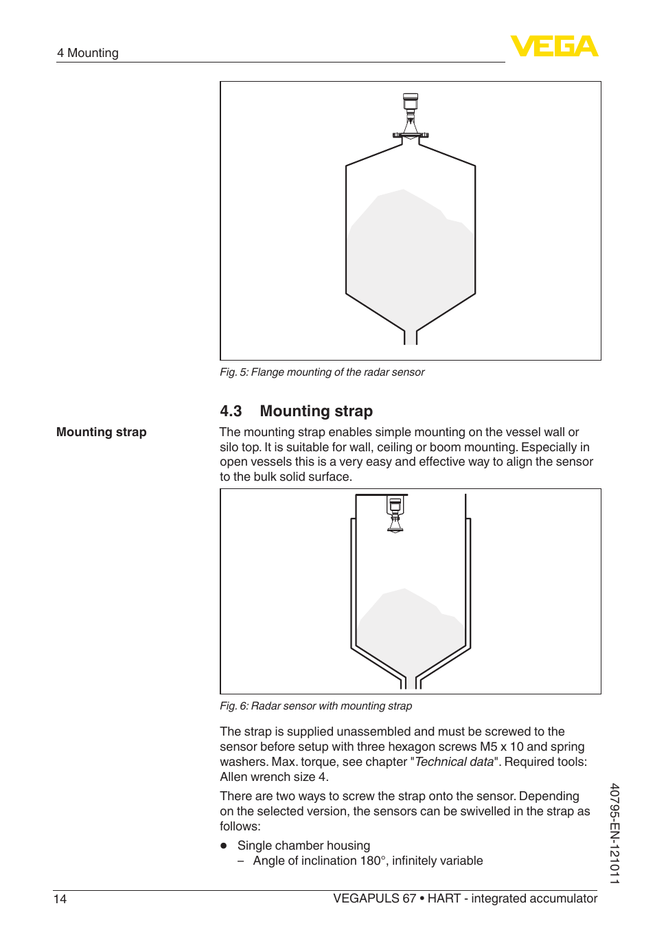 3 mounting strap | VEGA VEGAPULS 67 (≥ 2.0.0 - ≥ 4.0.0) HART - integrated accumulator User Manual | Page 14 / 68