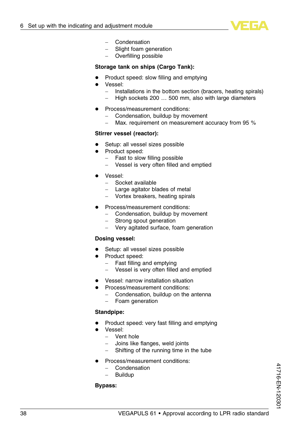 VEGA VEGAPULS 61 (≥ 2.0.0 - ≥ 4.0.0) Foundation Fieldbus Approval according to LPR radio standard User Manual | Page 38 / 96