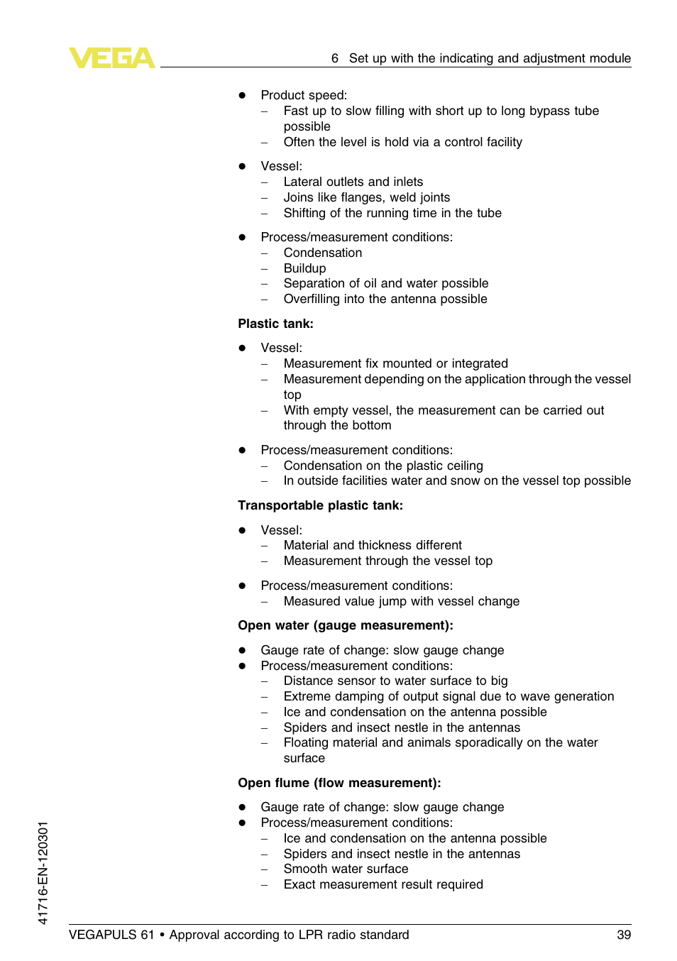 VEGA VEGAPULS 61 (≥ 2.0.0 - ≥ 4.0.0) Foundation Fieldbus Approval according to LPR radio standard User Manual | Page 39 / 96