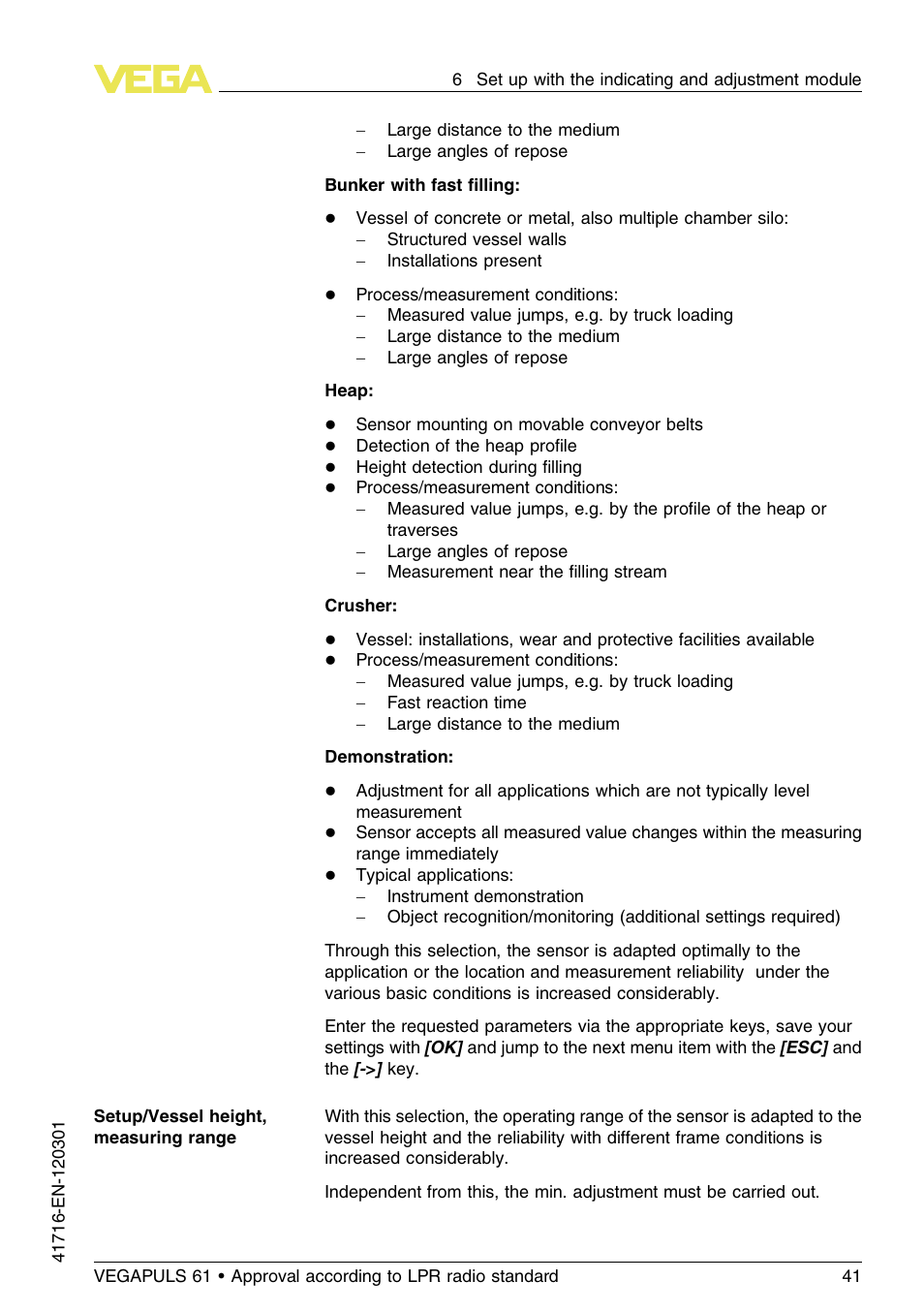 VEGA VEGAPULS 61 (≥ 2.0.0 - ≥ 4.0.0) Foundation Fieldbus Approval according to LPR radio standard User Manual | Page 41 / 96
