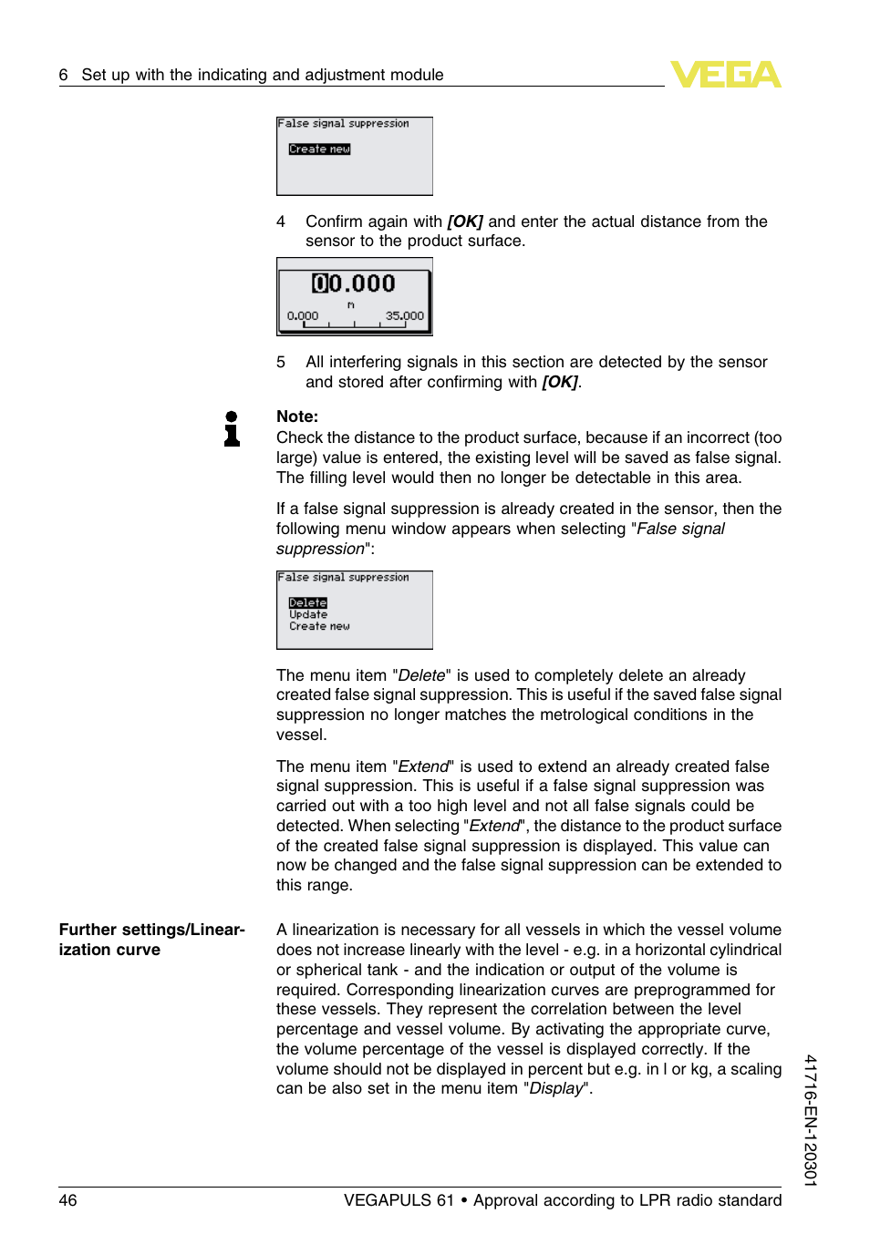 VEGA VEGAPULS 61 (≥ 2.0.0 - ≥ 4.0.0) Foundation Fieldbus Approval according to LPR radio standard User Manual | Page 46 / 96