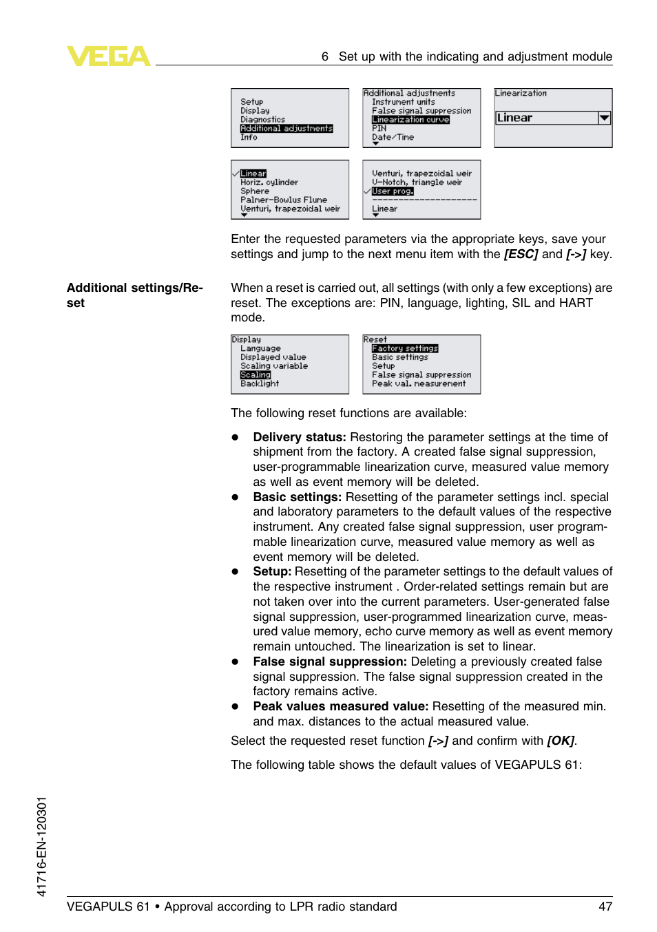 VEGA VEGAPULS 61 (≥ 2.0.0 - ≥ 4.0.0) Foundation Fieldbus Approval according to LPR radio standard User Manual | Page 47 / 96