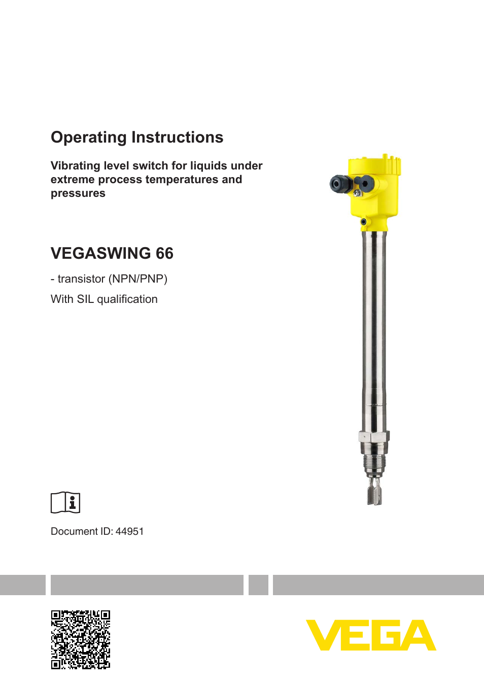 VEGA VEGASWING 66 - transistor (NPN-PNP) With SIL qualification User Manual | 44 pages