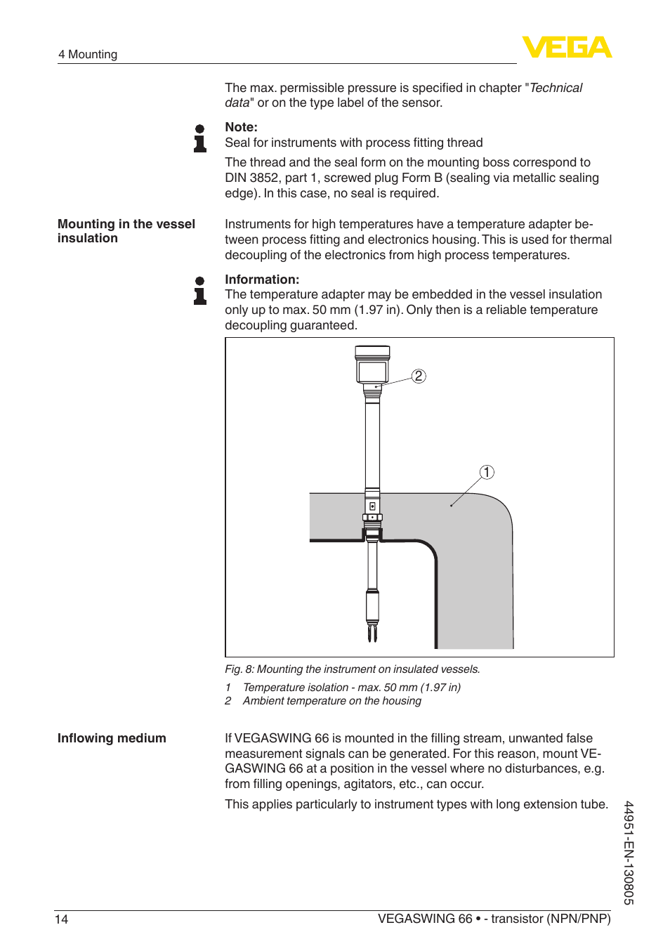 VEGA VEGASWING 66 - transistor (NPN-PNP) With SIL qualification User Manual | Page 14 / 44
