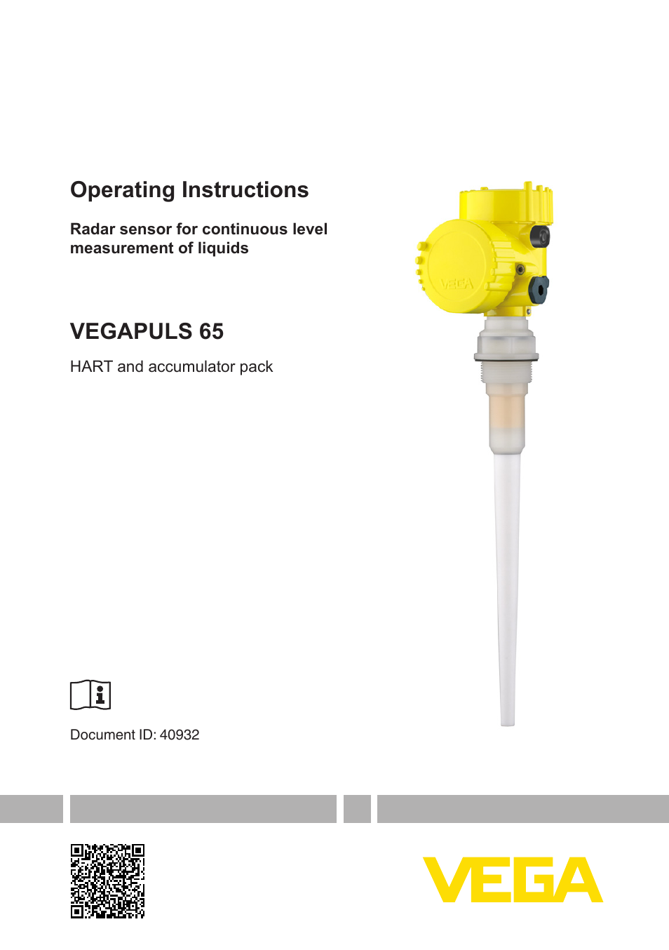 VEGA VEGAPULS 65 (≥ 2.0.0 - ≥ 4.0.0) HART and accumulator pack User Manual | 64 pages