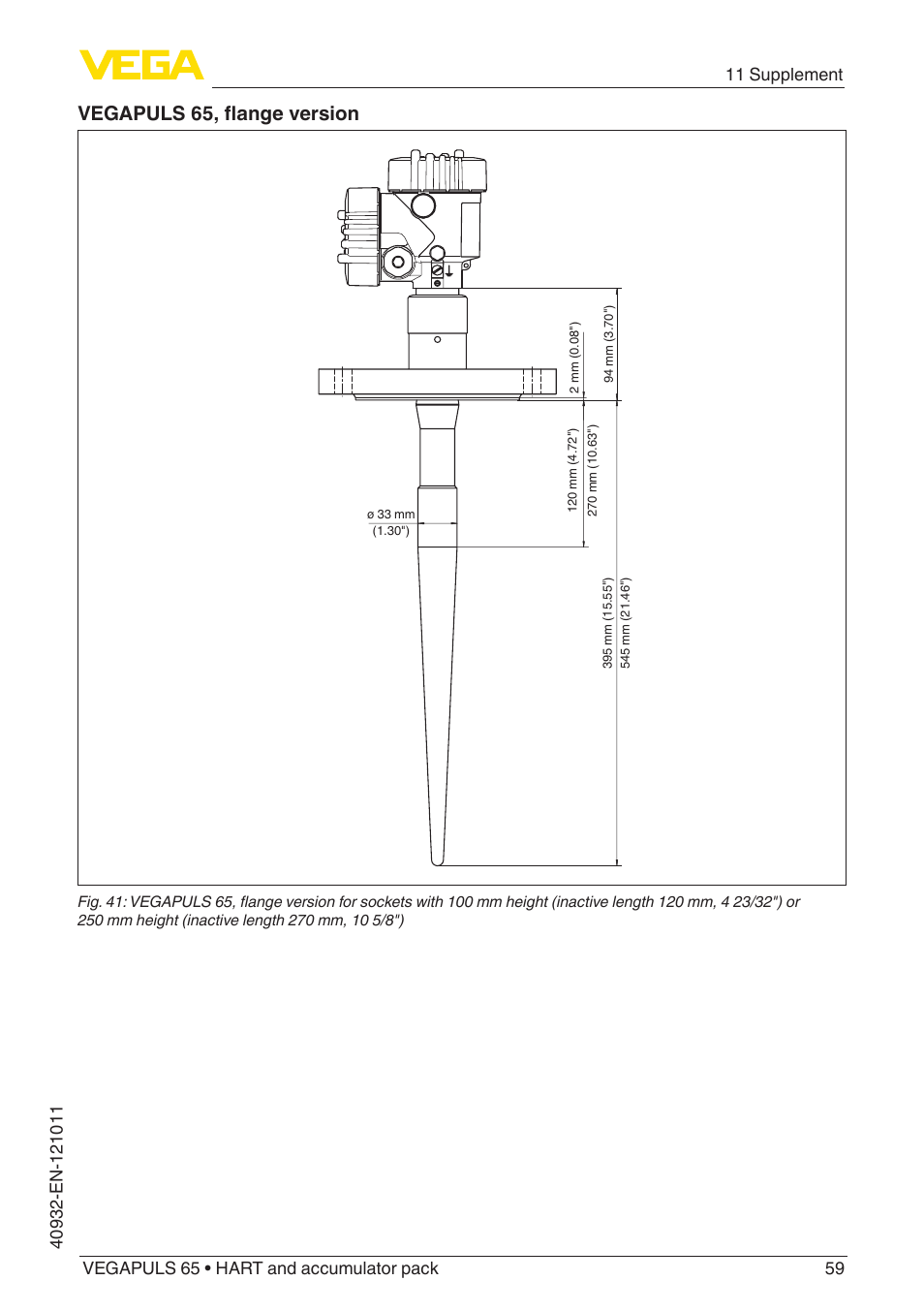 Vegapuls 65, flange version | VEGA VEGAPULS 65 (≥ 2.0.0 - ≥ 4.0.0) HART and accumulator pack User Manual | Page 59 / 64