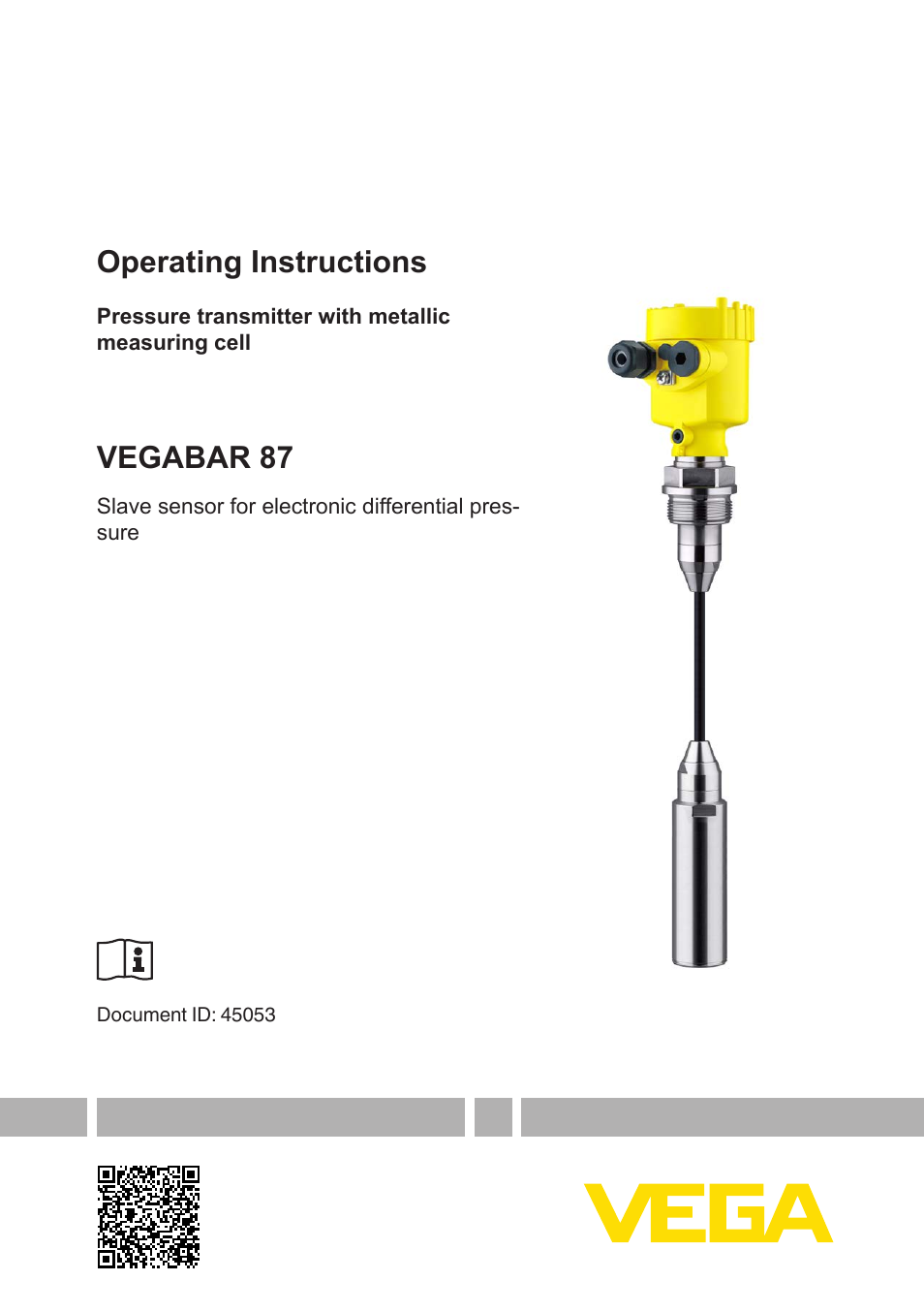 VEGA VEGABAR 87 Save sensor - Operating Instructions User Manual | 56 pages