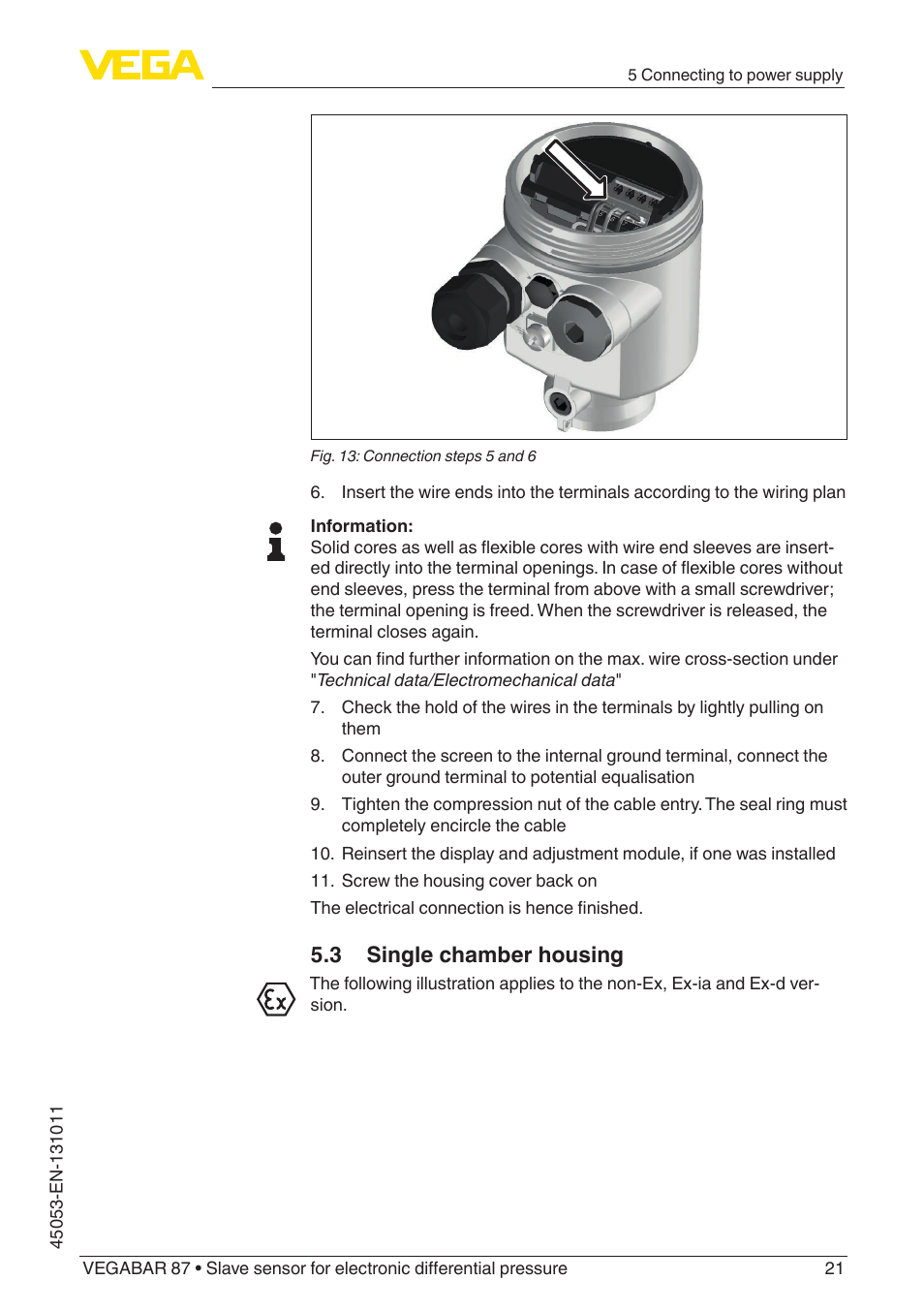 3 single chamber housing | VEGA VEGABAR 87 Save sensor - Operating Instructions User Manual | Page 21 / 56