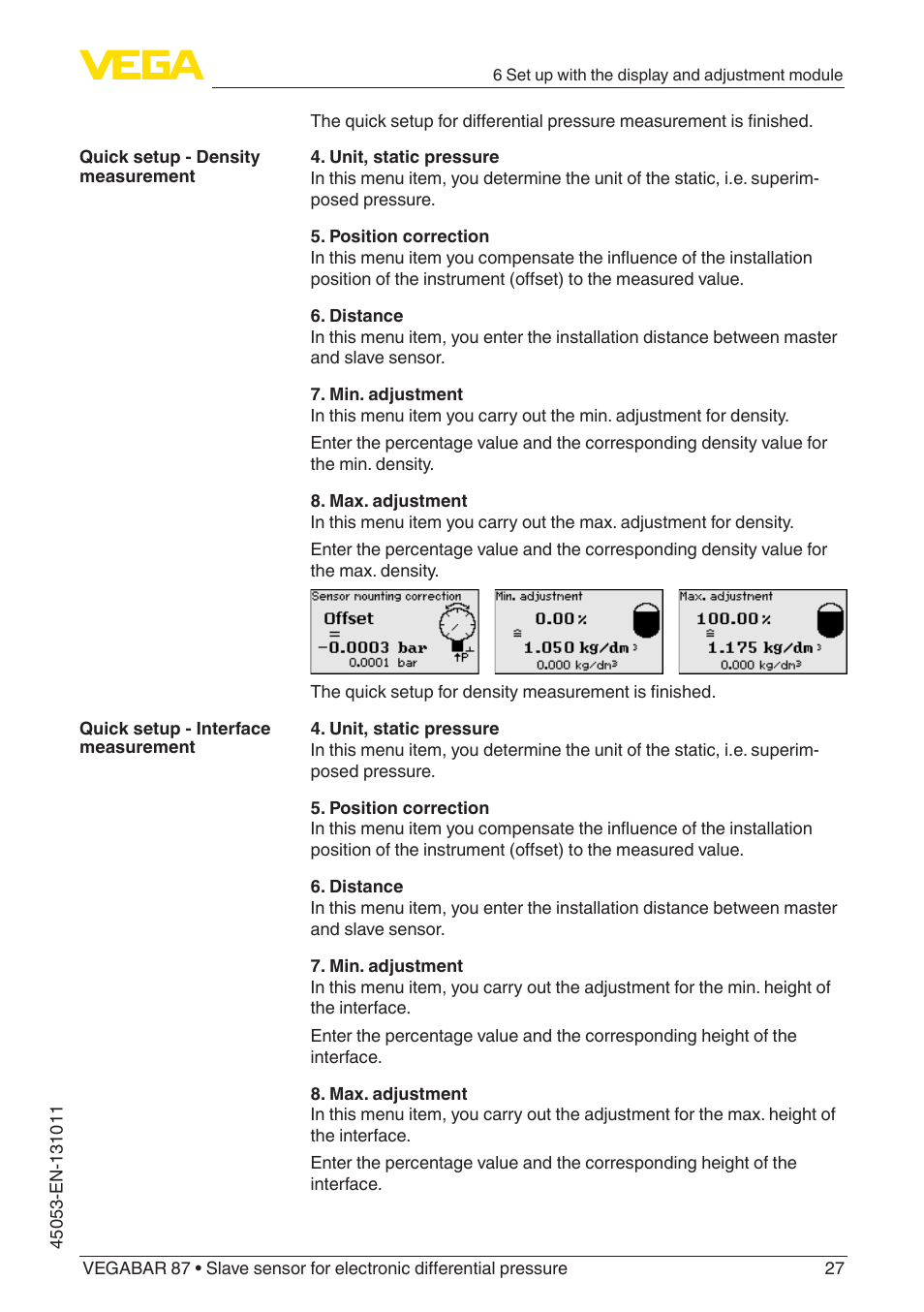 VEGA VEGABAR 87 Save sensor - Operating Instructions User Manual | Page 27 / 56