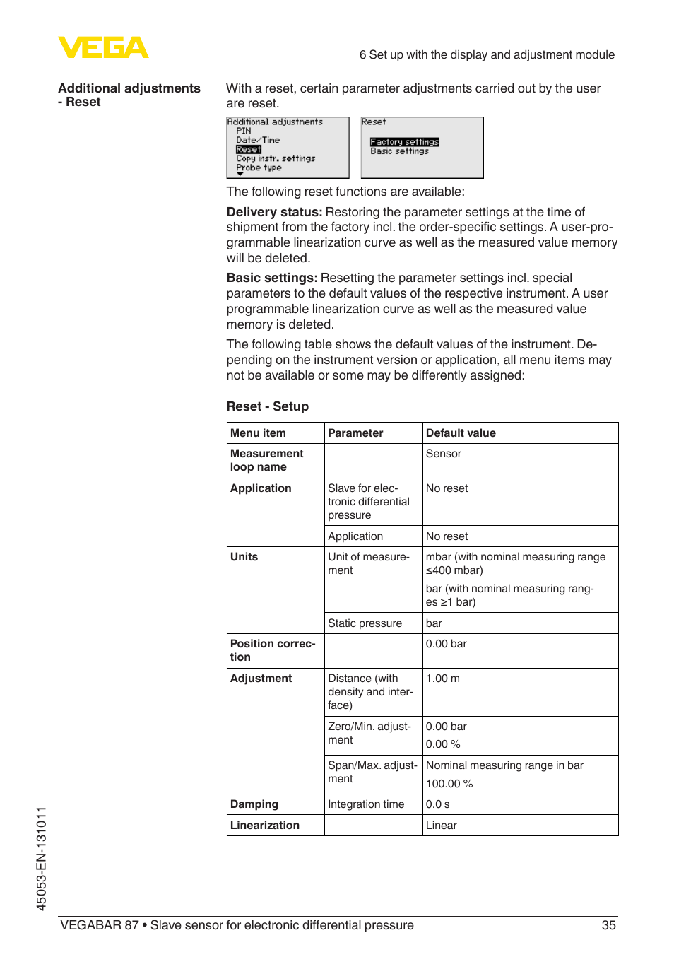 VEGA VEGABAR 87 Save sensor - Operating Instructions User Manual | Page 35 / 56