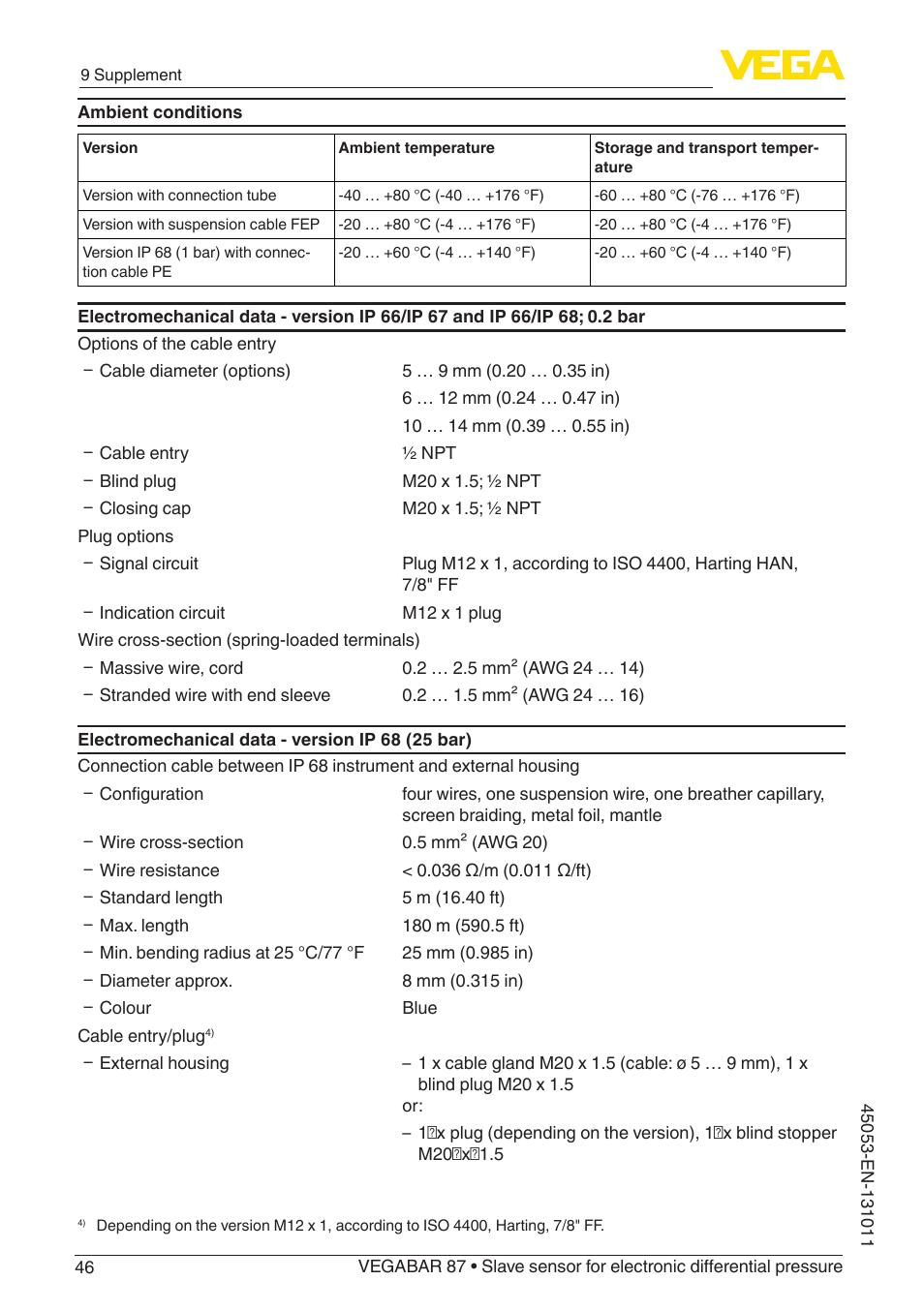 VEGA VEGABAR 87 Save sensor - Operating Instructions User Manual | Page 46 / 56