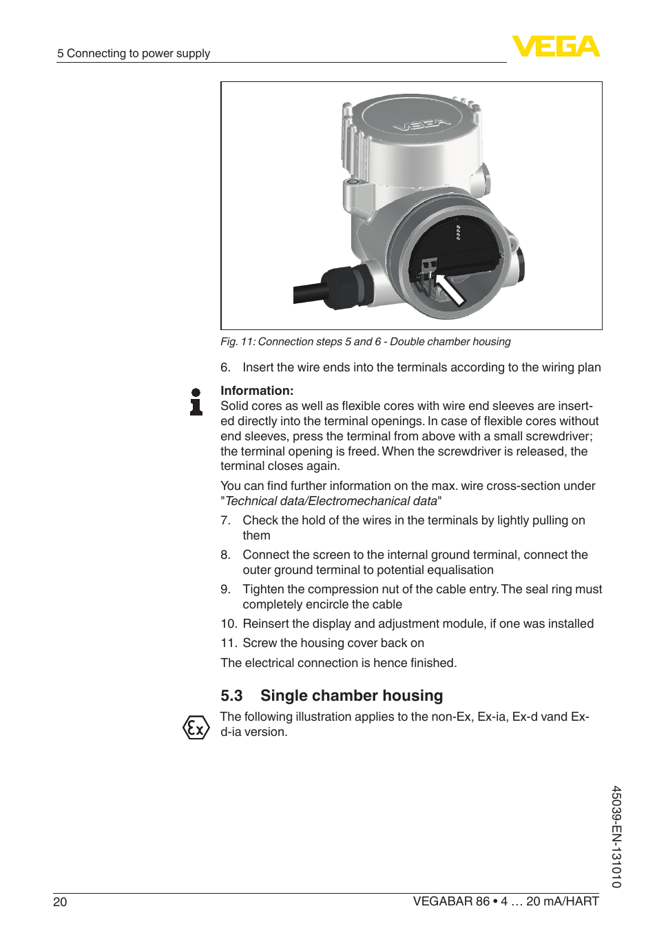 3 single chamber housing | VEGA VEGABAR 86 4 … 20 mA_HART - Operating Instructions User Manual | Page 20 / 84