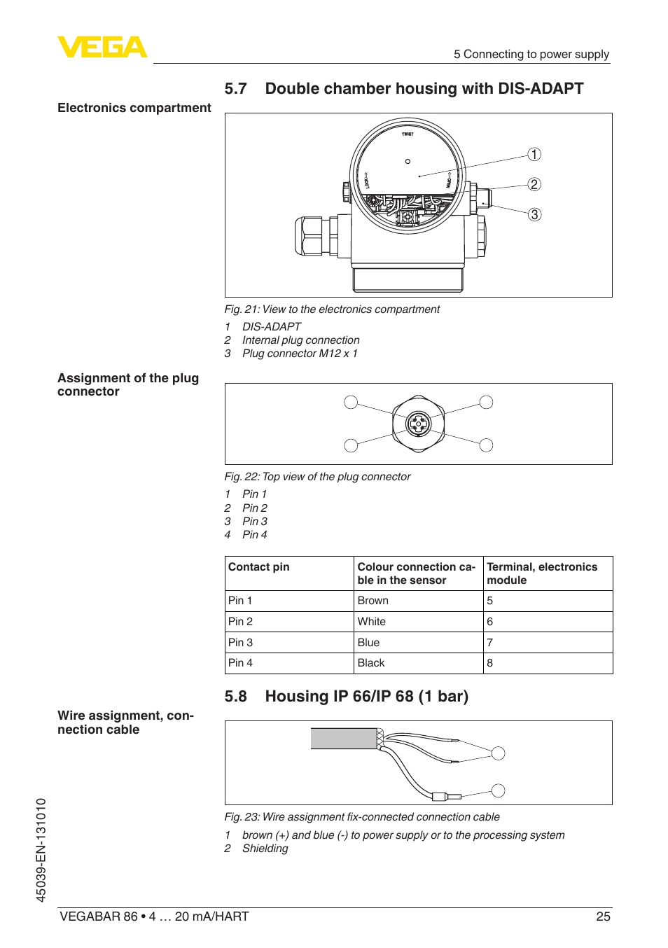 7 double chamber housing with dis-adapt | VEGA VEGABAR 86 4 … 20 mA_HART - Operating Instructions User Manual | Page 25 / 84