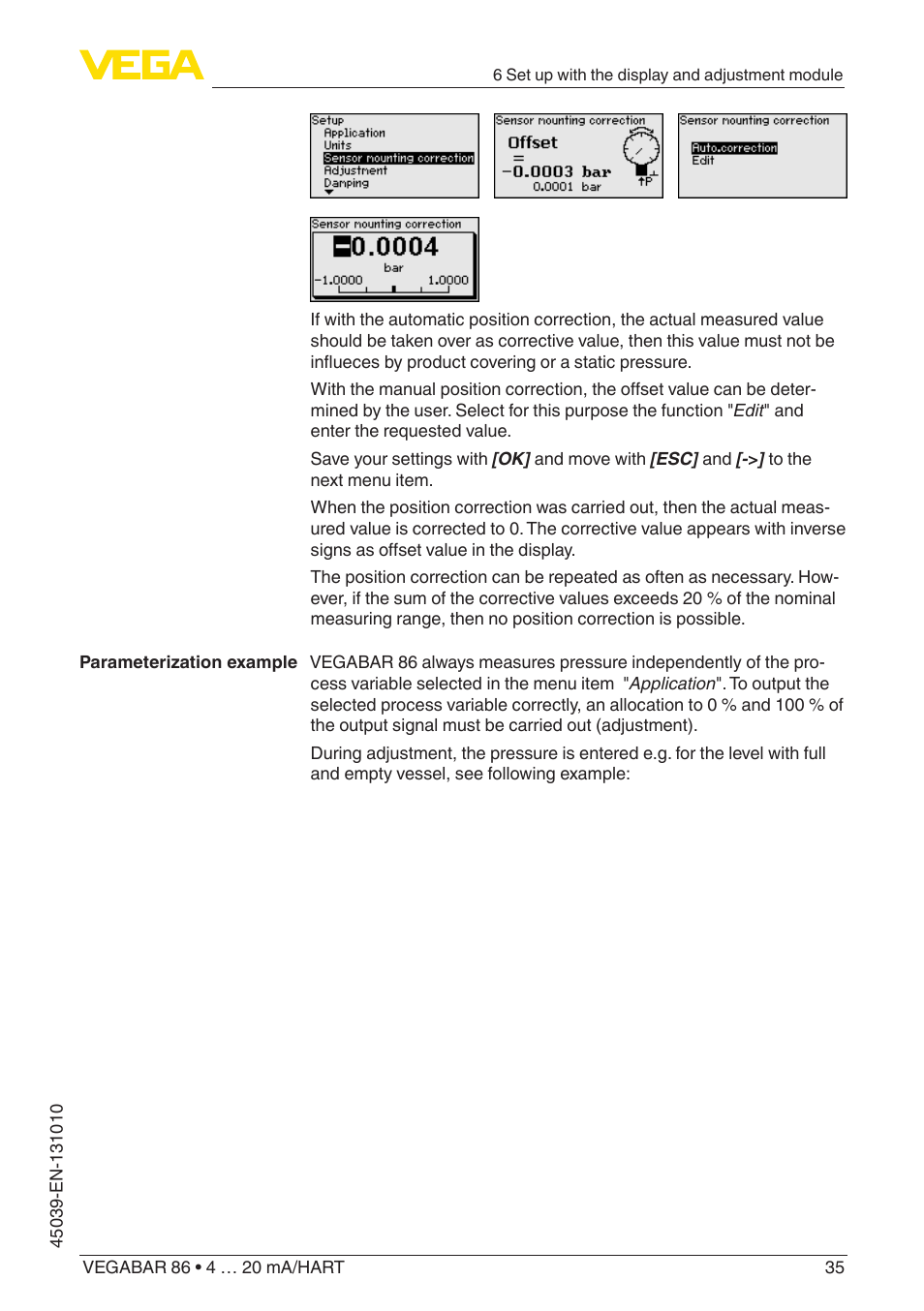 VEGA VEGABAR 86 4 … 20 mA_HART - Operating Instructions User Manual | Page 35 / 84