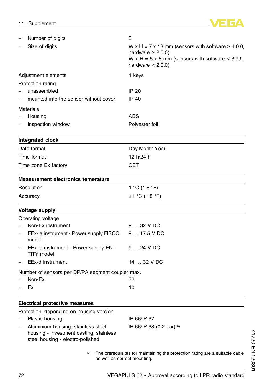 VEGA VEGAPULS 62 (≥ 2.0.0 - ≥ 4.0.0) Profibus PA Approval according to LPR radio standard User Manual | Page 72 / 92