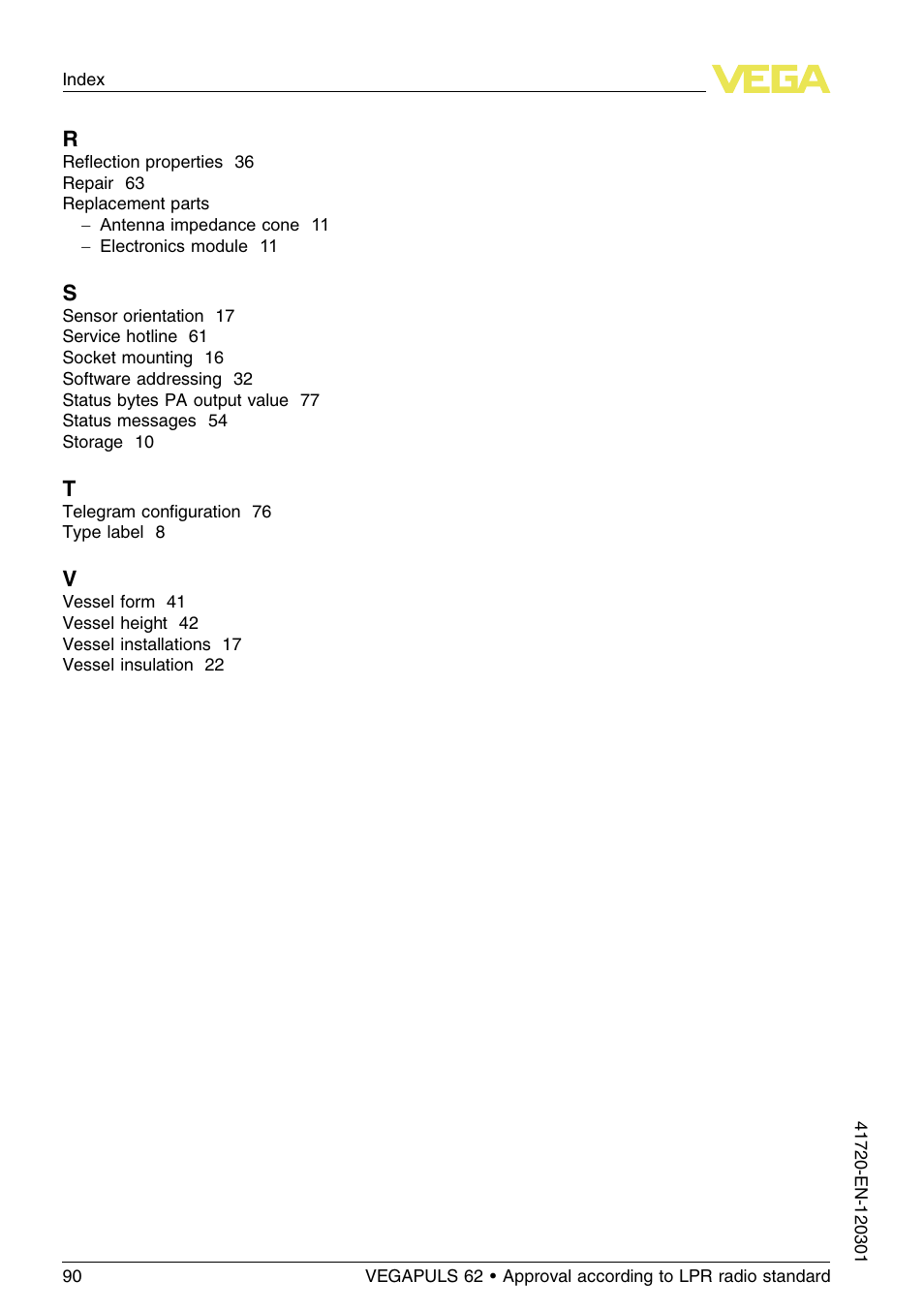 VEGA VEGAPULS 62 (≥ 2.0.0 - ≥ 4.0.0) Profibus PA Approval according to LPR radio standard User Manual | Page 90 / 92
