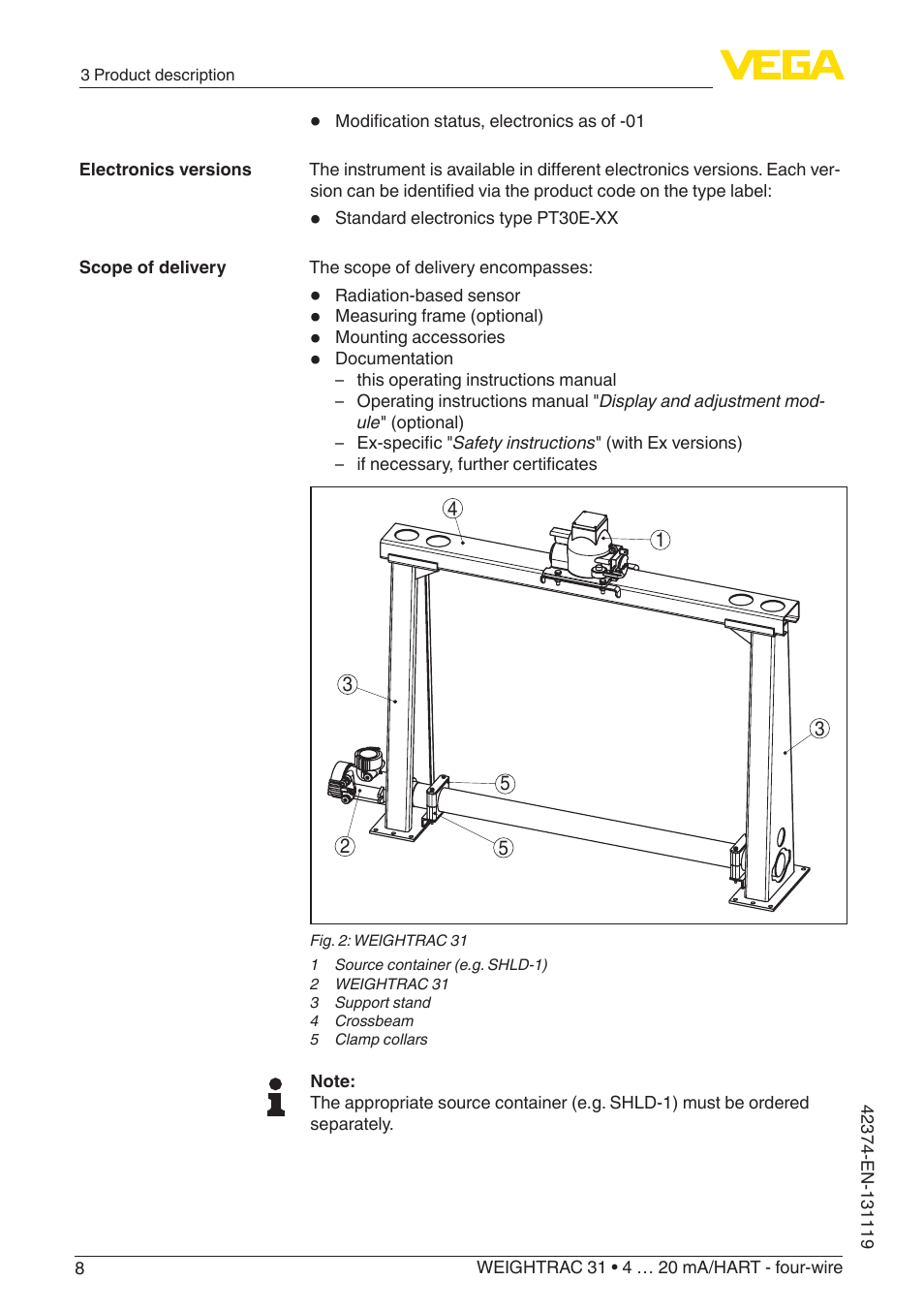 VEGA WEIGHTRAC 31 4 … 20 mA_HART - four-wire User Manual | Page 8 / 80