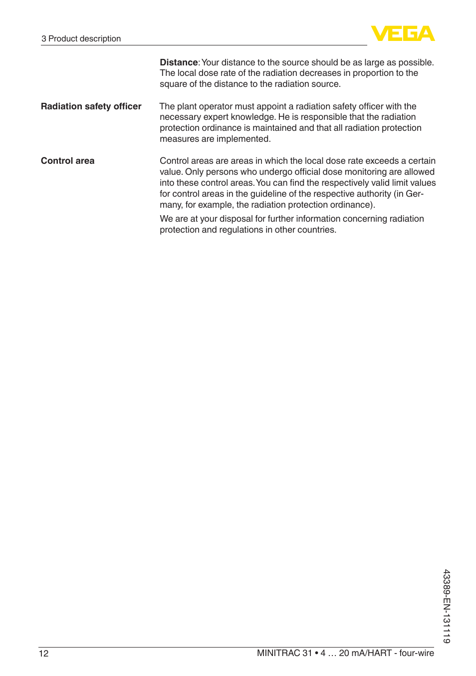 VEGA MINITRAC 31 4 … 20 mA_HART - four-wire With SIL qualification User Manual | Page 12 / 76