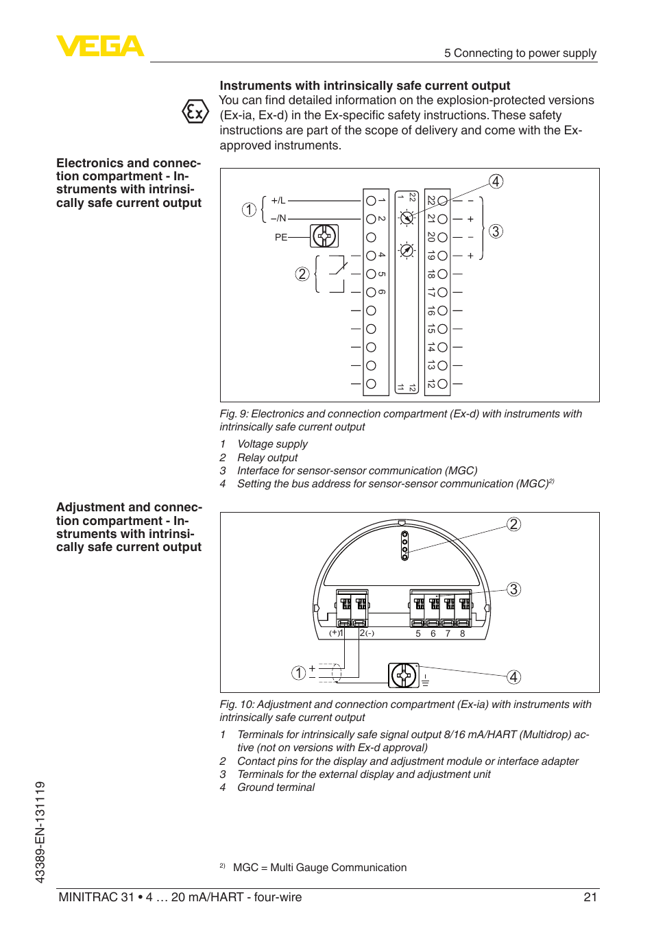 VEGA MINITRAC 31 4 … 20 mA_HART - four-wire With SIL qualification User Manual | Page 21 / 76