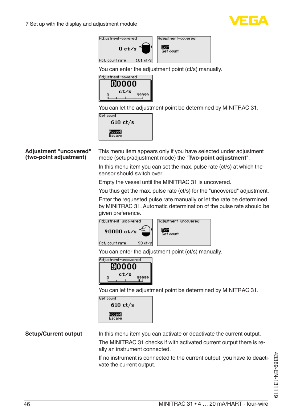 VEGA MINITRAC 31 4 … 20 mA_HART - four-wire With SIL qualification User Manual | Page 46 / 76