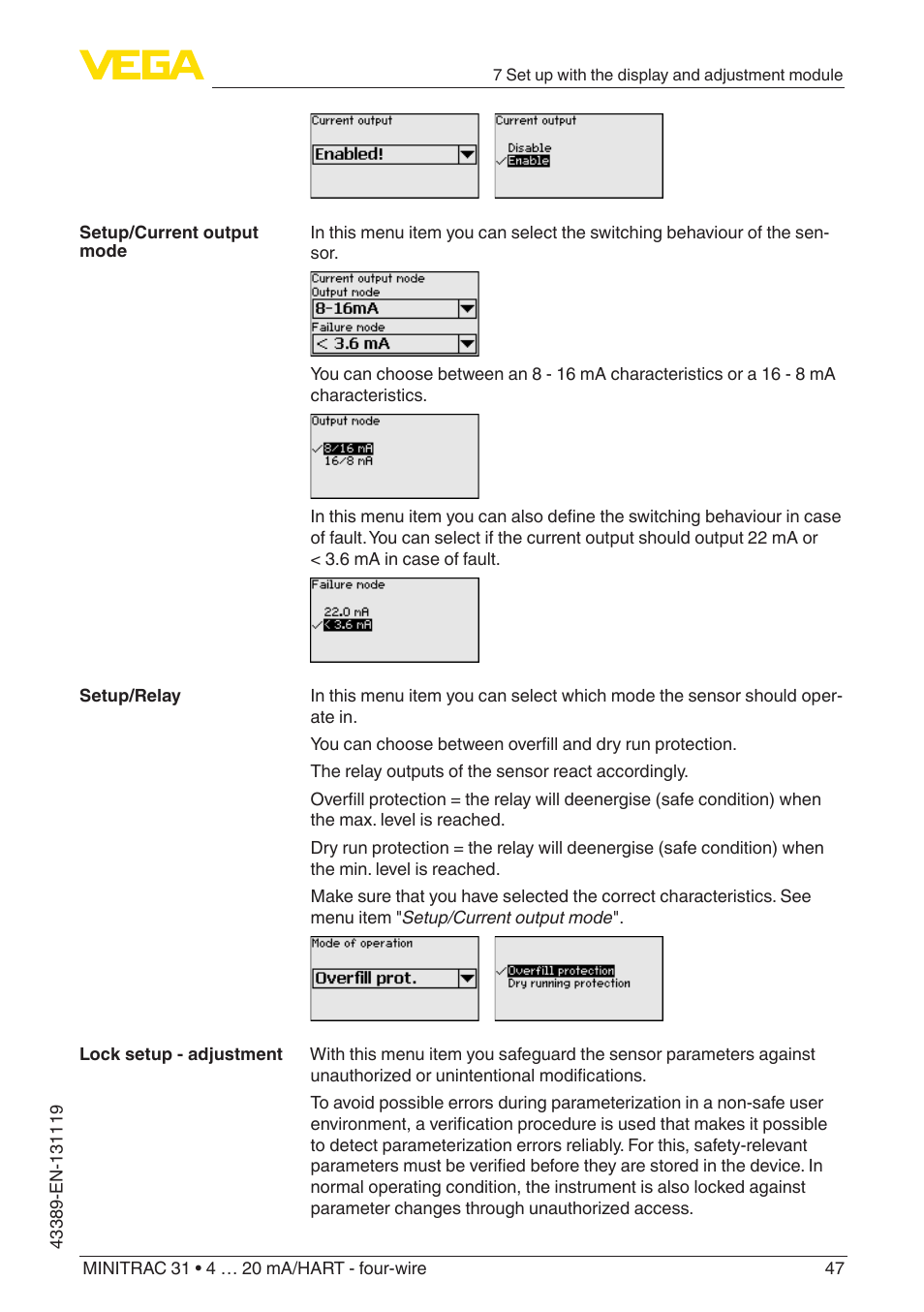 VEGA MINITRAC 31 4 … 20 mA_HART - four-wire With SIL qualification User Manual | Page 47 / 76