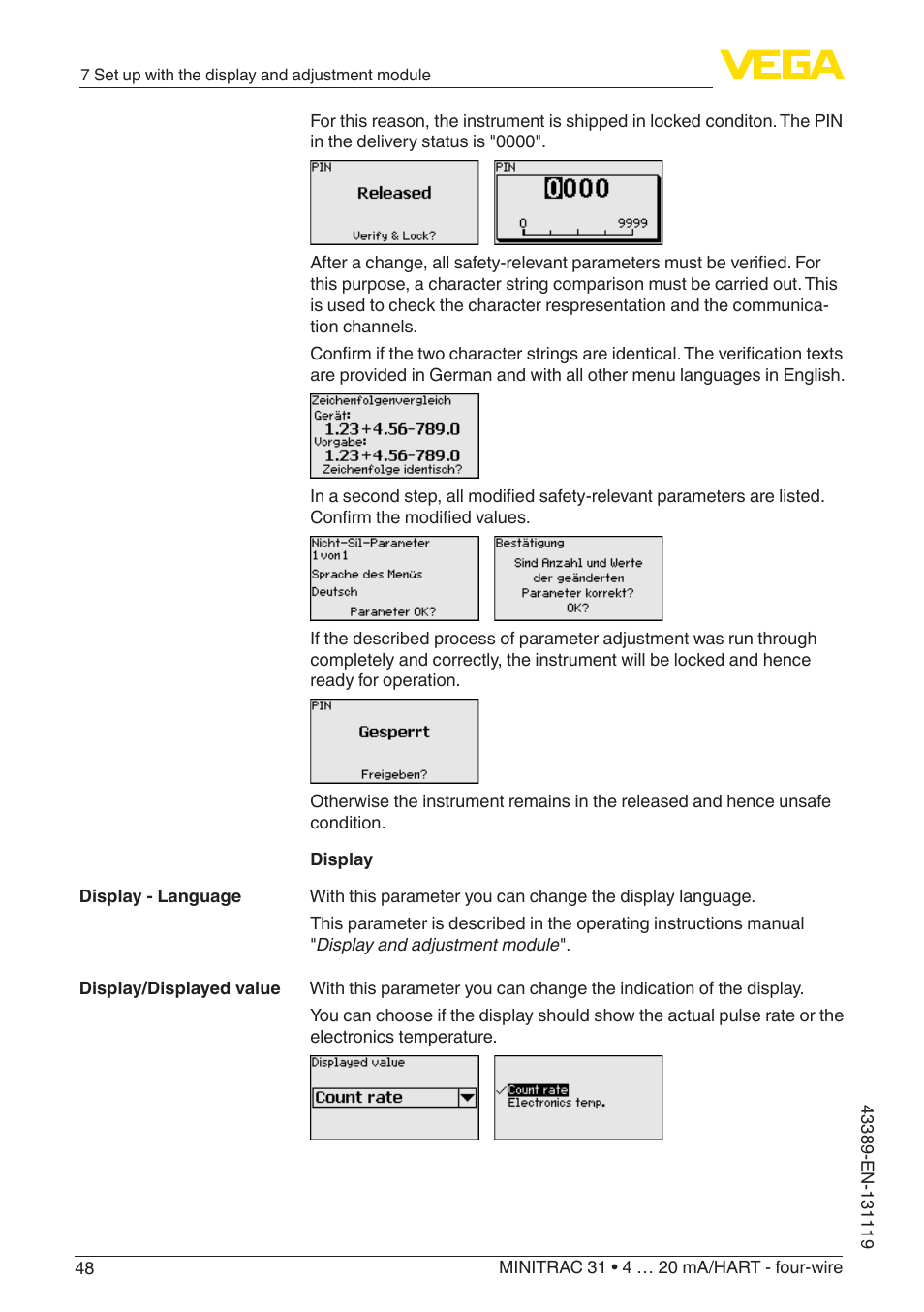 VEGA MINITRAC 31 4 … 20 mA_HART - four-wire With SIL qualification User Manual | Page 48 / 76
