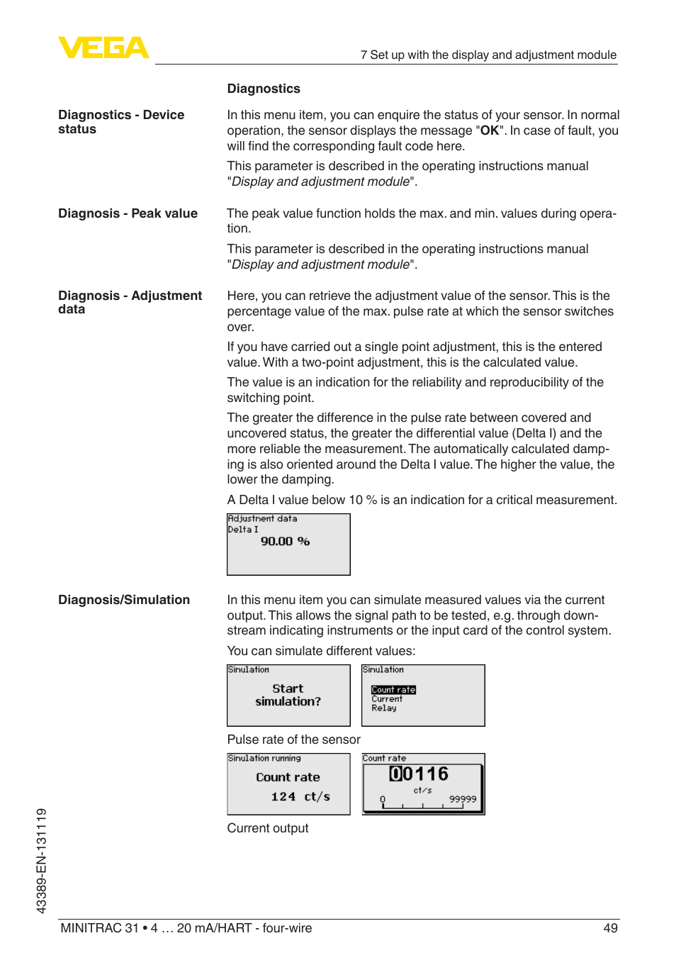 VEGA MINITRAC 31 4 … 20 mA_HART - four-wire With SIL qualification User Manual | Page 49 / 76