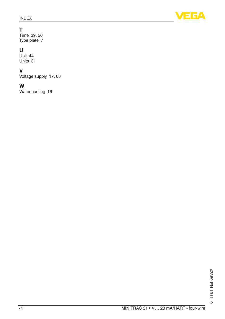 VEGA MINITRAC 31 4 … 20 mA_HART - four-wire With SIL qualification User Manual | Page 74 / 76