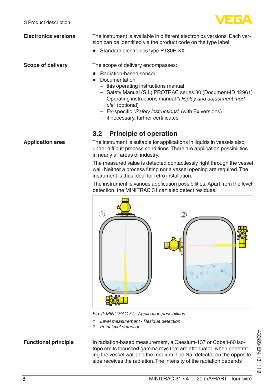 2 principle of operation | VEGA MINITRAC 31 4 … 20 mA_HART - four-wire With SIL qualification User Manual | Page 8 / 76