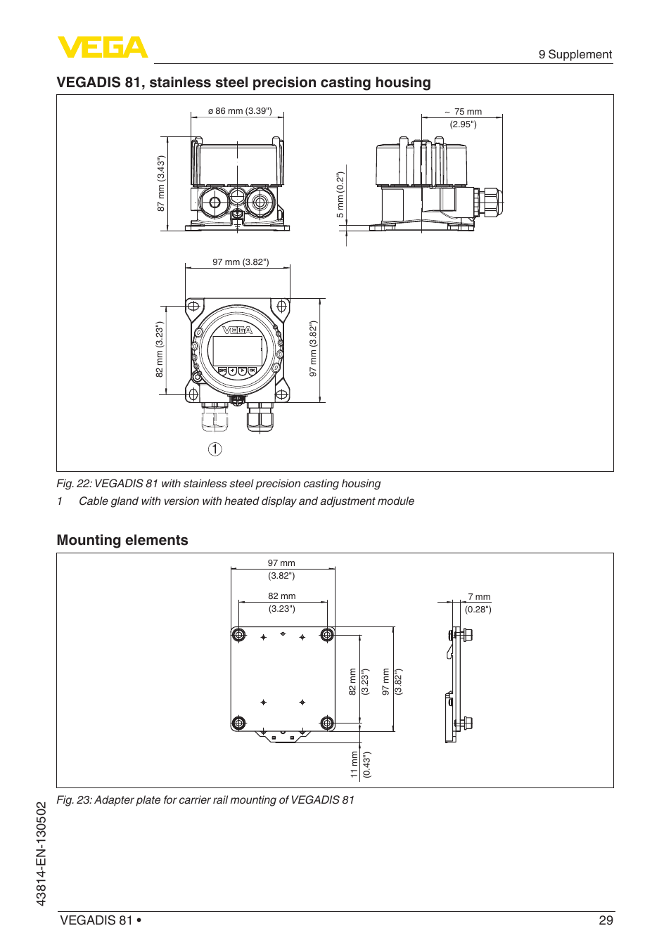 Mounting elements | VEGA VEGADIS 81 User Manual | Page 29 / 32