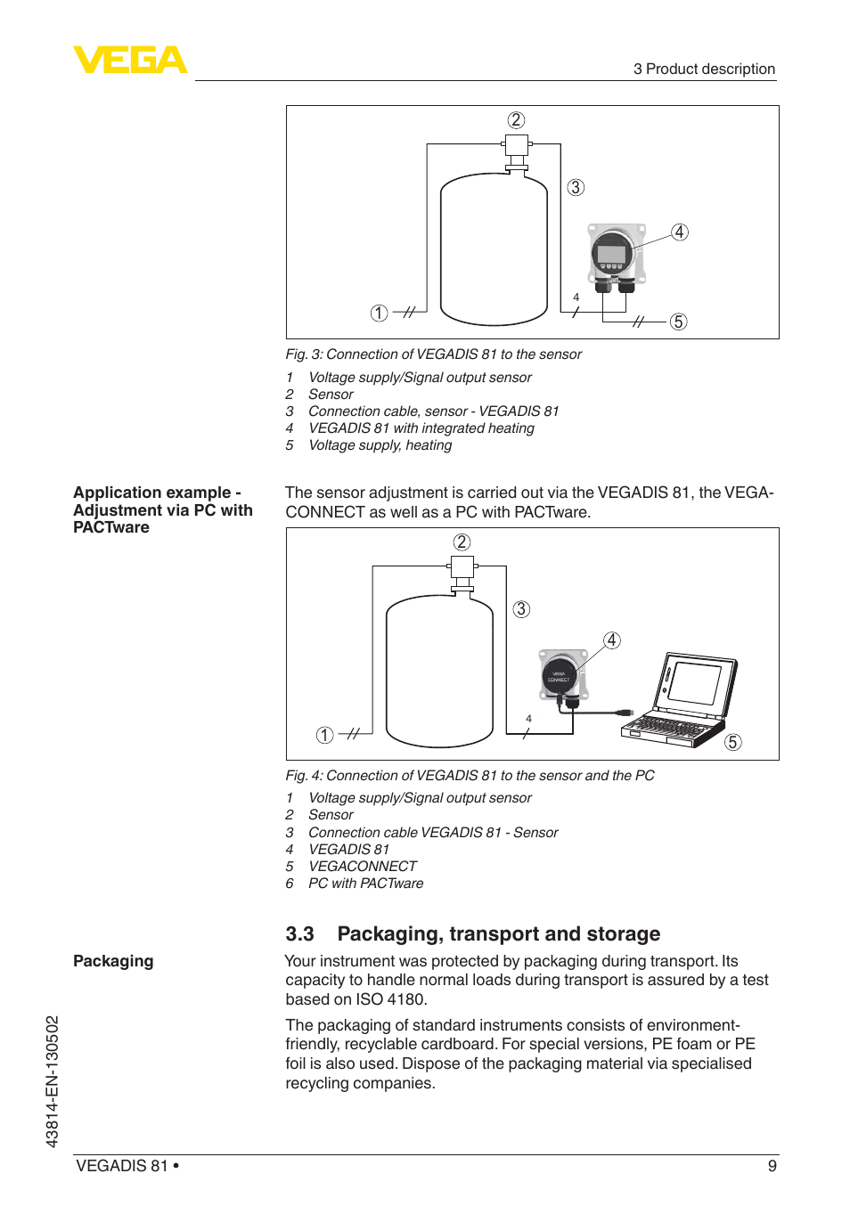 3 packaging, transport and storage | VEGA VEGADIS 81 User Manual | Page 9 / 32