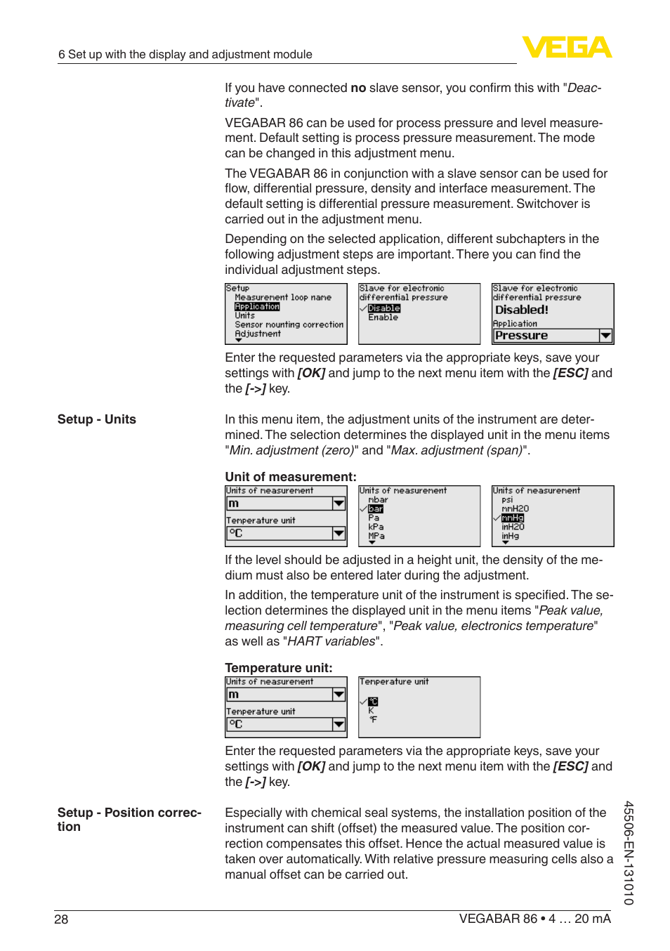 VEGA VEGABAR 86 4 … 20 mA - Operating Instructions User Manual | Page 28 / 72